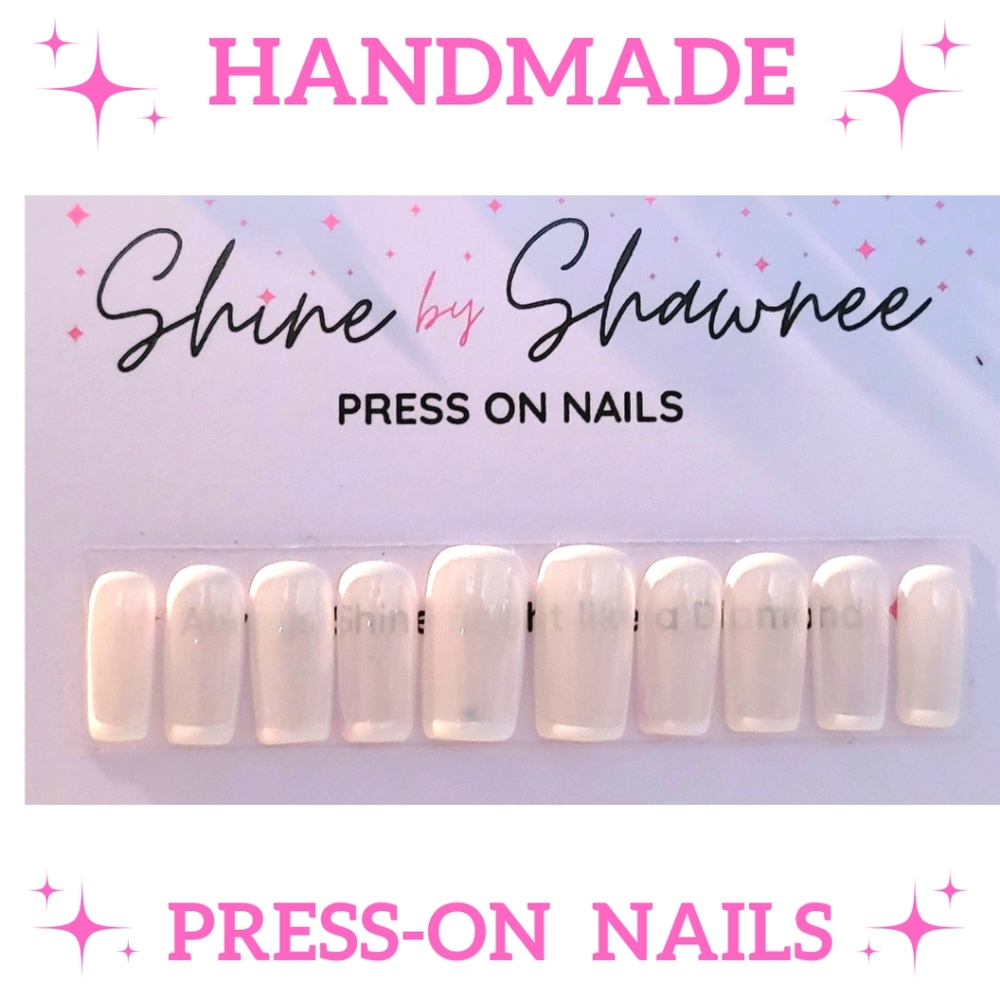 Handmade Luxury Press-On Nails | Sturdy & Reusable | SNOW WHITE